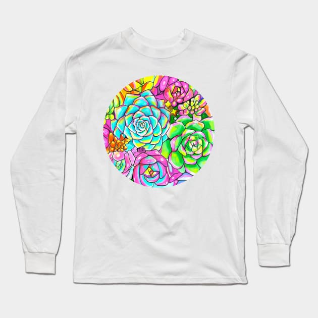 Succulent Pattern Long Sleeve T-Shirt by artbysavi